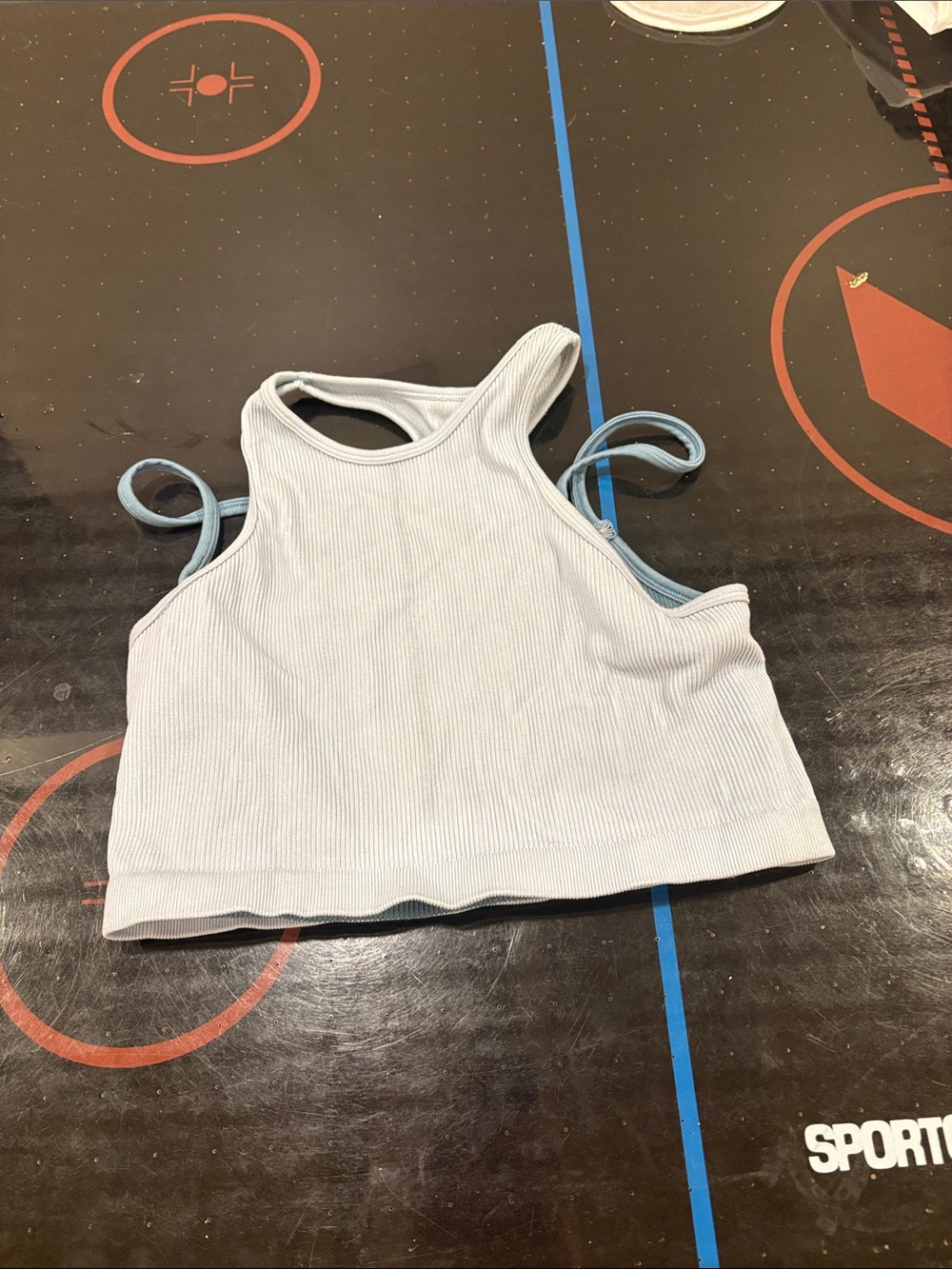 FP Movement by Free People Light Blue Ribbed Tank Top